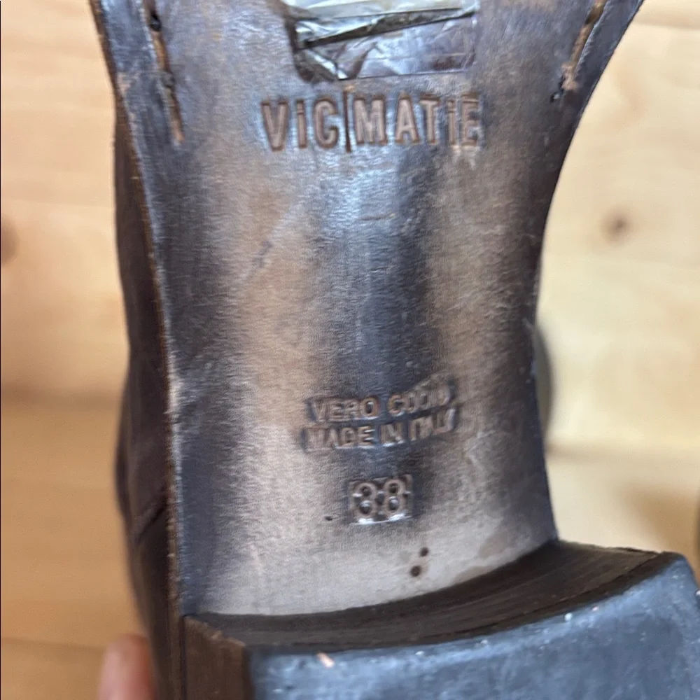 Vic Matie Women's Tall‎ knee high Leather Brown Boots